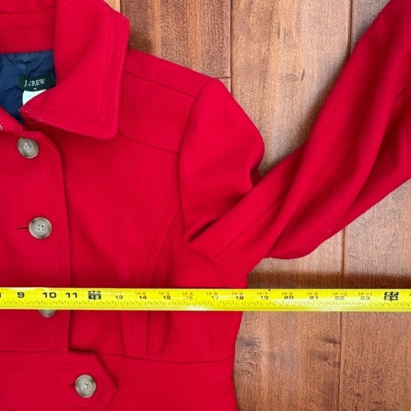 J. Crew Classic Red Wool-Blend Button-Down Polo Trench Coat Belted Sz 8 - Picture 13 of 15